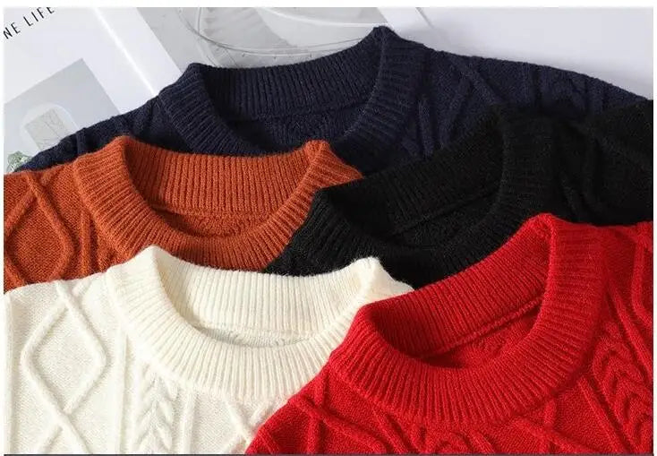 New Winter Men Outwear Loose O-neck Knitted Pullovers Man WarmTurtlenecks Man Casual Sweaters Quality Male Pullovers Size 4XL