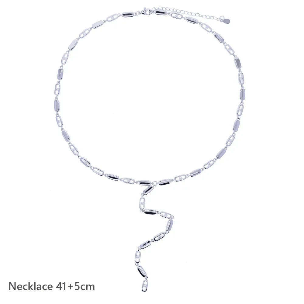 Nuovo speciale color oro Goccia d'acqua Bling Ovale CZ Collana girocollo Lariat Lunga barra a goccia a forma di Y Lunga nappa Gioielli da donna 2025