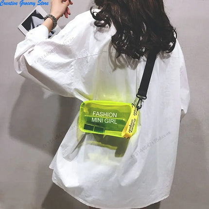 Borsa a Tracolla Trasparente con Effetto Laser per Donne, Mini Borsa Messenger alla Moda in PVC Colorato, Piccola Borsa Tote