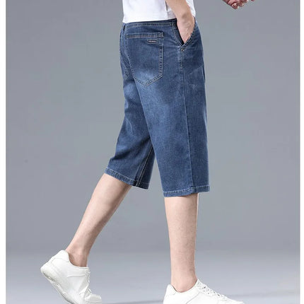 Nuovi Pantaloncini in Denim Sottili da Uomo Estate 2026, Morbidi e Confortevoli, Effetto Seta Ghiaccio, Vestibilità Ampia, Blu Chiaro e Blu Scuro, Taglie Grandi