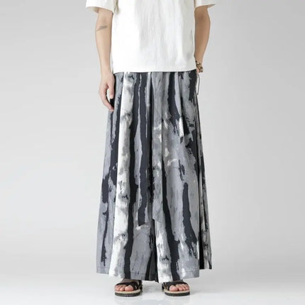 Pantaloncini da uomo casual larghi con stampa da spiaggia, in seta ghiaccio sottile, comodi, a gamba larga, stile Harajuku, streetwear
