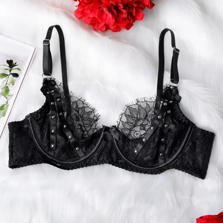Toucheart Erotic Lingerie Lace See-through Bow Knot Decor Patchwork Body Shaping Hollow Intimate Women Flirt Hot Underwear Set