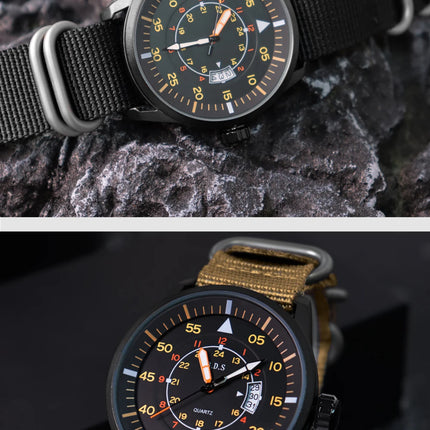 ADDIESDIVE 44mm Men's Fashion Quartz Watch 50m Waterproof Luminous Watch Large Dial High Quality Nylon Strap Men's Analog Watch