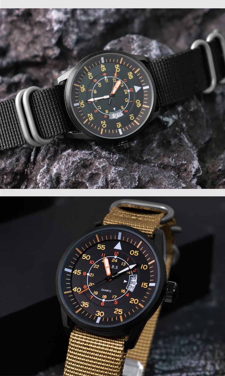 ADDIESDIVE 44mm Men's Fashion Quartz Watch 50m Waterproof Luminous Watch Large Dial High Quality Nylon Strap Men's Analog Watch