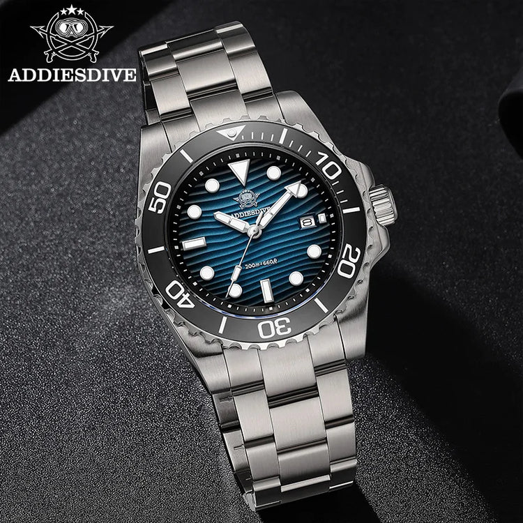 ADDIESDIVE New Watch 41mm Stainless Steel Diving Watches BWG9 Super Luminous 200m Waterproof Classic Quartz Wristwatch For Men