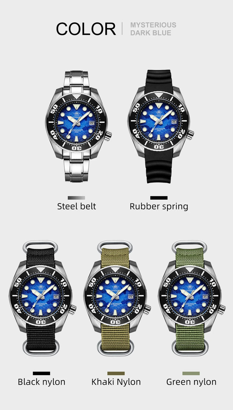ADDIESDIVE Watches For Men Sapphire Luxury NH35 Mechanical Wristwatch 200m Waterproof Ceramic Bezel BGW9 Luminous Diving Watch