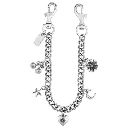 Cherry Blossom Bag Chain Strap Floral Purse Accessory for Women Fashion Crossbody Bag Charm 30cm PlatiNum