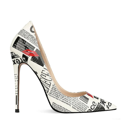 Nuovo 8CM 10CM 12cm Scarpe da festa da donna a punta Graffiti Tacchi ultra alti Spettacoli di moda Scarpe da principessa Donna Stiletto Taglia 34-44