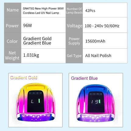 Wireless Rechargeable Uv‑Led Nail‑Lamp Cordless Gel‑Polish‑Dryer For Home‑Spa‑Manicure‑Session Portable Long‑Lasting Nail‑Curing‑Light