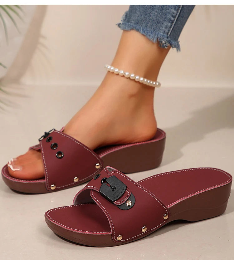 Sandali da Donna di Lusso con Tacco per l'Estate, Sandali Morbidi con Zeppa, Sandalias Mujer 2026, Ciabatte Estive