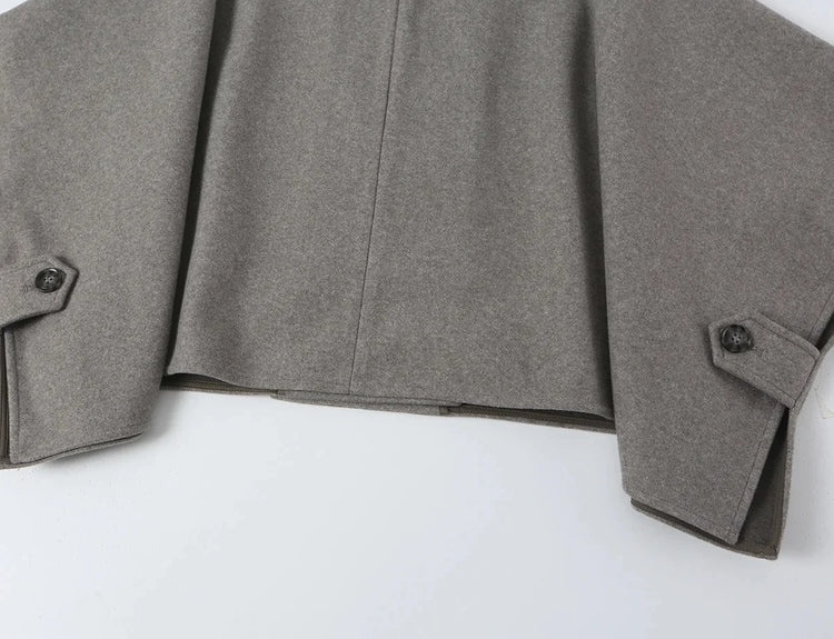 KONDALA High Street Holiday Chic Women Cloak Coat Turtleneck Double Breasted Loose Coat Fashion 2026 Fall Winter Night Out Coat