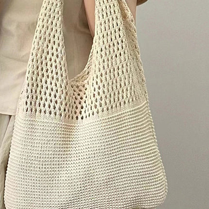 Borse a maglia da donna, borsa tote grande capacità, borsa estiva da spiaggia, borsa grande casual, borse a tracolla intrecciate a nido d'ape, borsa da donna