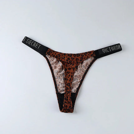 2026 New Satin Letter Rhinestone G-String Women Underwear Sexy Lace Lingerie Low Waist Seamless Panties Panties