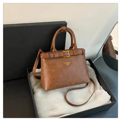 Fashionable Versatile Small Square Bag Women's Retro Crossbody Commuter Bag Ladies Handbag Soft Material Autumn Winter New Model PlatiNum