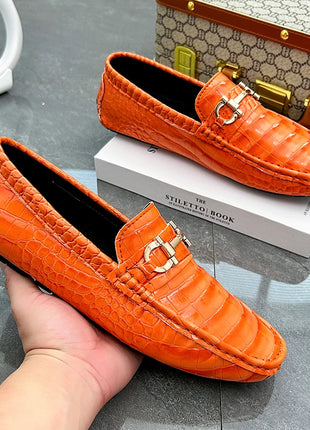 Scarpe Casual da uomo in pelle verniciata di alta qualità scarpe da guida di marca mocassini con motivo a coccodrillo maschile per scarpe basse mocassino da uomo
