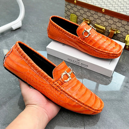 Scarpe Casual da uomo in pelle verniciata di alta qualità scarpe da guida di marca mocassini con motivo a coccodrillo maschile per scarpe basse mocassino da uomo