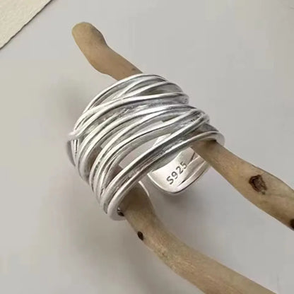 VENTFILLE Anello largo ad arco in argento sterling 925 per gioielli di design punk con geometria femminile regalo asimmetrico Dropshipping