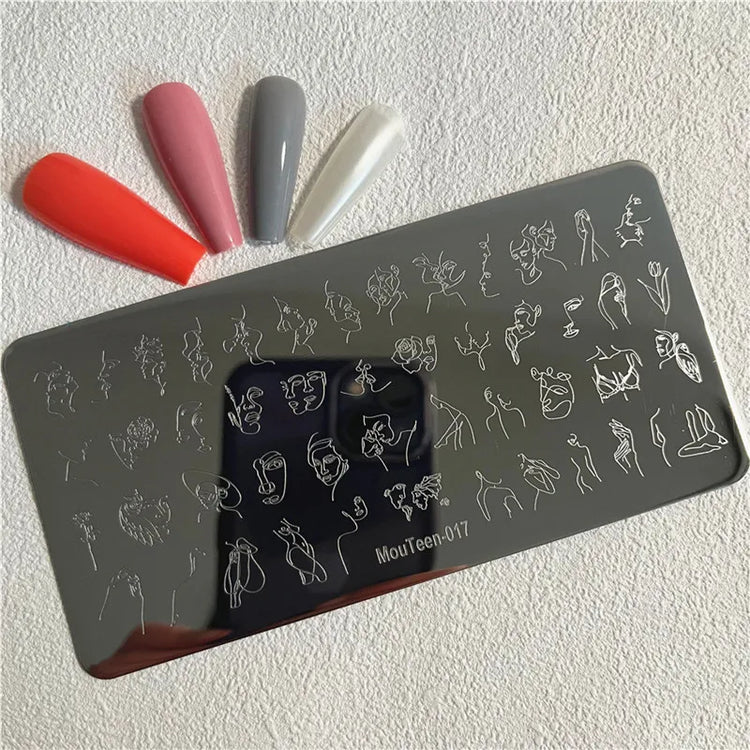 Gothic Cross Nail Stamping Plate Dark Rosary Cross Stainless Steel Punk Nail Art Stencil for DIY Manicure