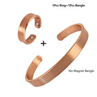 Set Bracciali e anelli in rame puro per donna Uomo Polsino semplice Braccialetti magnetici Artrite Salute Gioielli in rame massiccio platinumshop