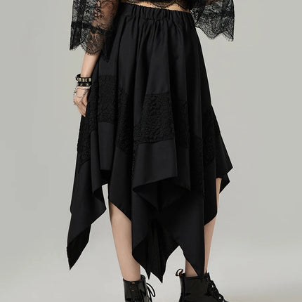 Gonna Steampunk gotica da donna Gonna irregolare in pizzo a contrasto vintage Gonna rinascimentale Costume cosplay