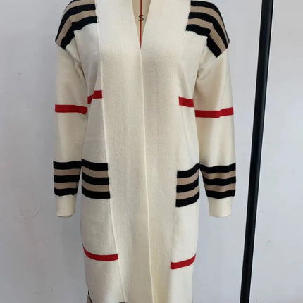 Print Long Cardigan For Women 2025 New Autumn Winter Clothes Knit Loose Outerwear Soft Sweater Coat Streetwear Fashion Cover Up