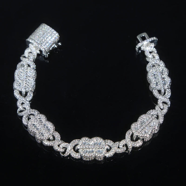 Set Gioielli Hip Hop da Uomo/Ragazzo Iced Out Bling 2026 Nuovo Design: Collana e Bracciale con Catena Cuban Link a Moneta Infinita/Dollaro platinumshop