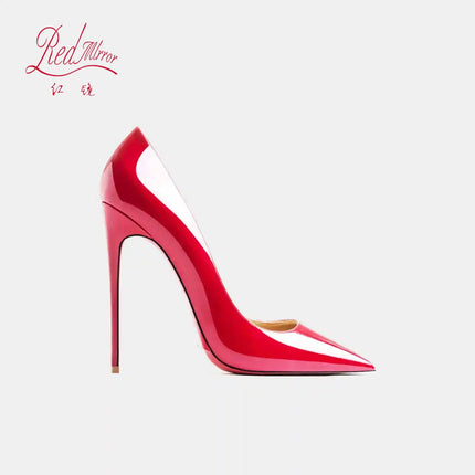 Tacchi alti eleganti da donna neri Fondo rosso lucido Tacchi da donna di marca di lusso 2025 tendenza Punta a punta Décolleté da festa sexy Scarpe da donna