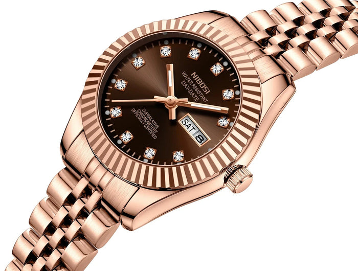 NIBOSI Orologi da donna con diamanti Orologio da donna casual di moda di lusso delle migliori marche Orologio da donna con data settimanale automatica impermeabile Reloj platinumshop