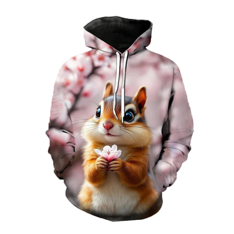 Squirrel Animal 3D Print Hoodies Men's Women Hip Hop Hooded Sweatshirts Harajuku Pullover Street Tracksuit Unisex Coat Clothing