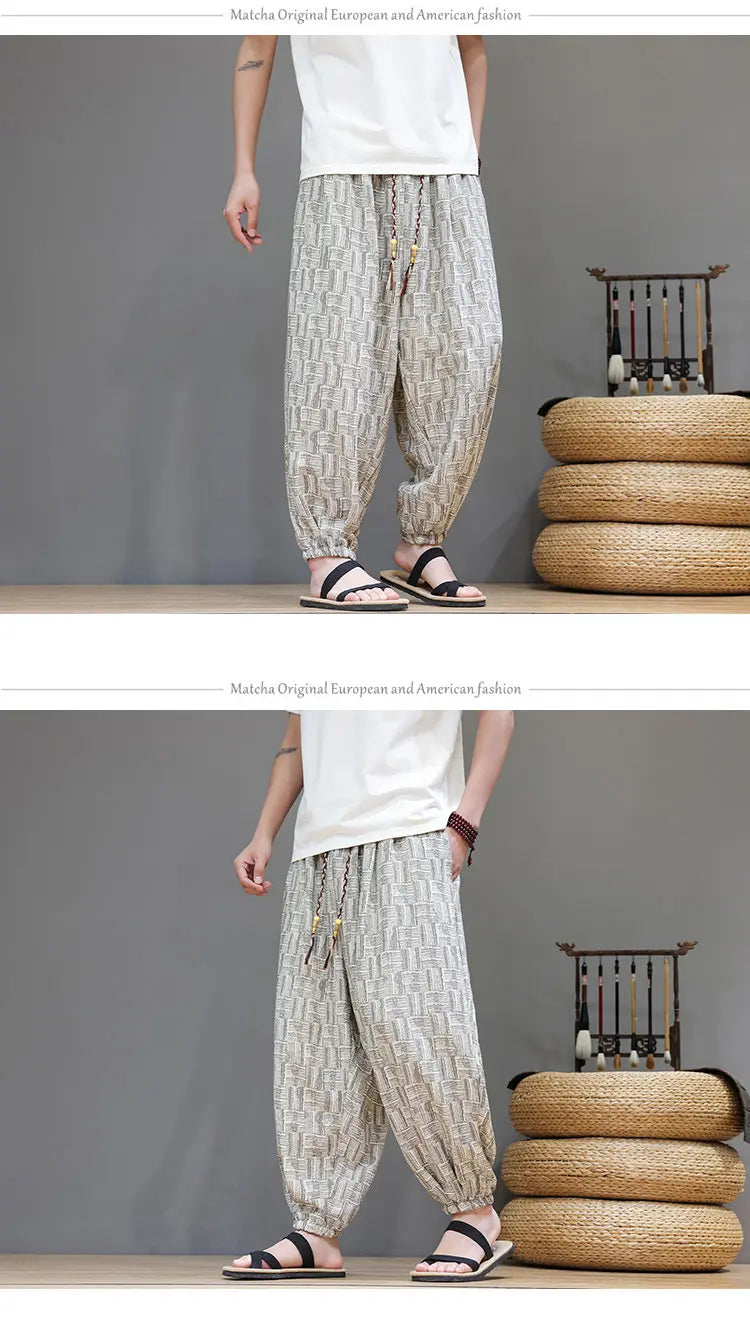 Pantaloni a Gamba Larga Stile Cinese in Corduroy, Pantaloni Lantern da Uomo, Comodi e Traspiranti per Autunno e Inverno, Jogger Casual