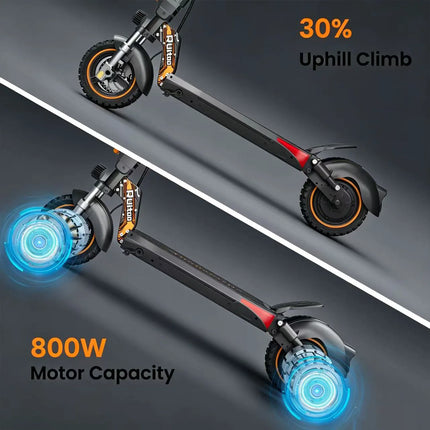 Monopattino Elettrico 800W, Batteria 48V 15.6Ah, Autonomia 55km, Doppia Sospensione, Pneumatici da 10 Pollici, Freno a Disco, Pieghevole, Carico Massimo 120kg