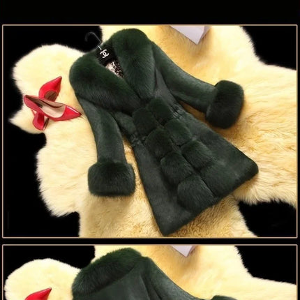 Winter 2025 Faux Fur Coat Women Thick Outwear Female Long Fake Fox Fur Thick Long Sleeve Jacket  Ladies Slim  Warm Faux Fur Coat