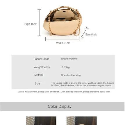 Designer Acrylic Shell Shape Clutch Bag Gold Silver Women Evening Party Bag Cute Shiny Metal Shoulder Crossbody Bags Small Purse PlatiNum
