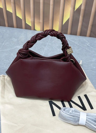 Borsa a tracolla/da spalla da donna in morbida pelle di alta qualità, con manico in corda intrecciata, elegante e casual per l'uso quotidiano.