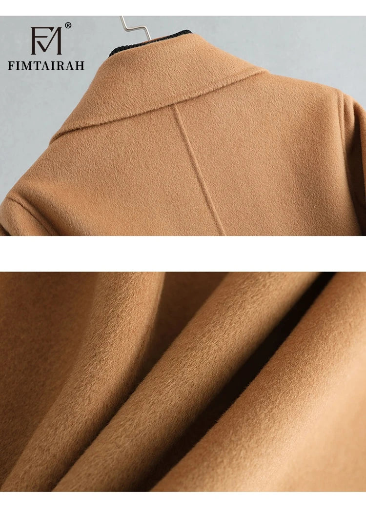 Fimtairah 100% Wool Coat women's Autumn/Winter   coat women's mid-length over the knee   slim   wo new double-sided