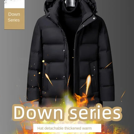 Canada Fashion Winter Jacket for Men Down Coat Parka Men's White Goose Down Jacket Collar Hooded Warm Thick Long Padding M-4XL