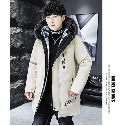 Winter Men's Long Down Jacket Fashion Male Thermal Parkas Coats Casual Men Classic Fur Collar Warm Padded Jackets Clothing 5XL