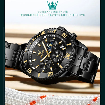 OLEVS Orologi da uomo Orologio di lusso delle migliori marche da uomo Cronografo originale impermeabile in acciaio inossidabile Fasi lunari Data Quadrante Rota platinumshop