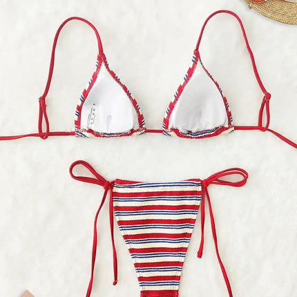 Women's Sexy Push-up Two-piece Swimsuit 2026, Striped Micro Bikini, Trendy Beach Set