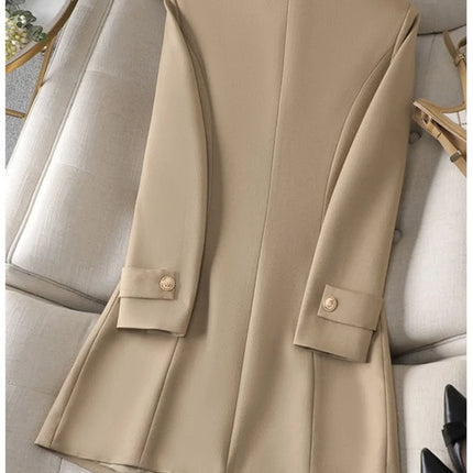 Autumn Winter Jacket Women Long Blazer Khaki Coffee Black Office Ladies Formal Jacket Business Work Wear Coat Female Outerwear