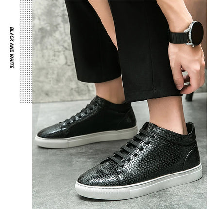 High-Quality Men Skateboard Shoes 2025 Fashion Large Size 46 Men's Leather Casual Shoes High Top Print Designer Luxury Shoes Man