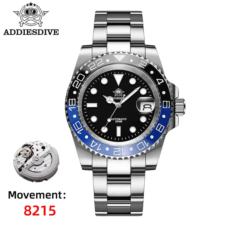 ADDIESDIVE AD2503 Luxury Men's Automatic Watch 8215 Mechanical Watch BGW9 Luminous Sapphire Glass Diver's Watch Men Analog Watch