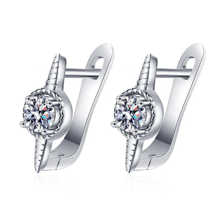 Orecchini in argento sterling 925 gioielli di alta qualità retrò modello semplice orecchini con zirconi bianchi viola vendita calda platinumshop