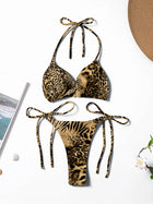 Nuovo Bikini Due Pezzi da Donna Stampato, Sexy e alla Moda, con Laccetti e Collo all'Americana platinumshop