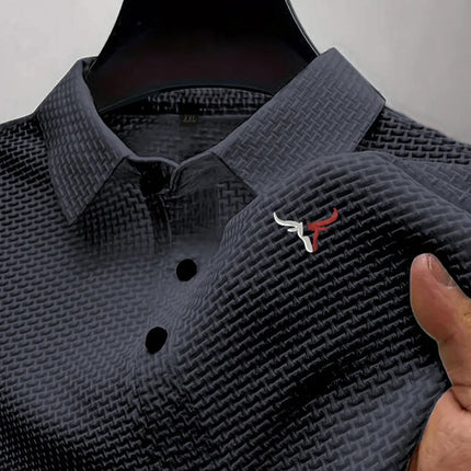 Men's Short Sleeve Summer T-Shirt with Ice Silk Lapel, Men's Top