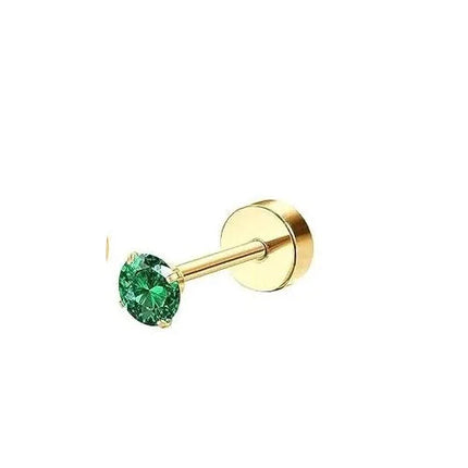 Bobisty 1PC Orecchini con retro piatto per donna Orecchini in acciaio chirurgico ipoallergenico per orecchie sensibili 20G Cartilagine Piccolo cerchio a bottone PlatiNum