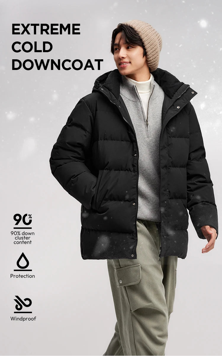 Semir Down Jacket Men 2026 Winter New Hooded Mid-Length Thick Versatile Coat