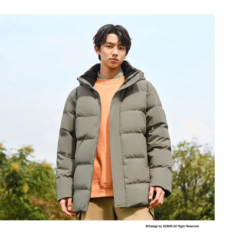 Semir Down Jacket Men 2026 Winter New Hooded Mid-Length Thick Versatile Coat