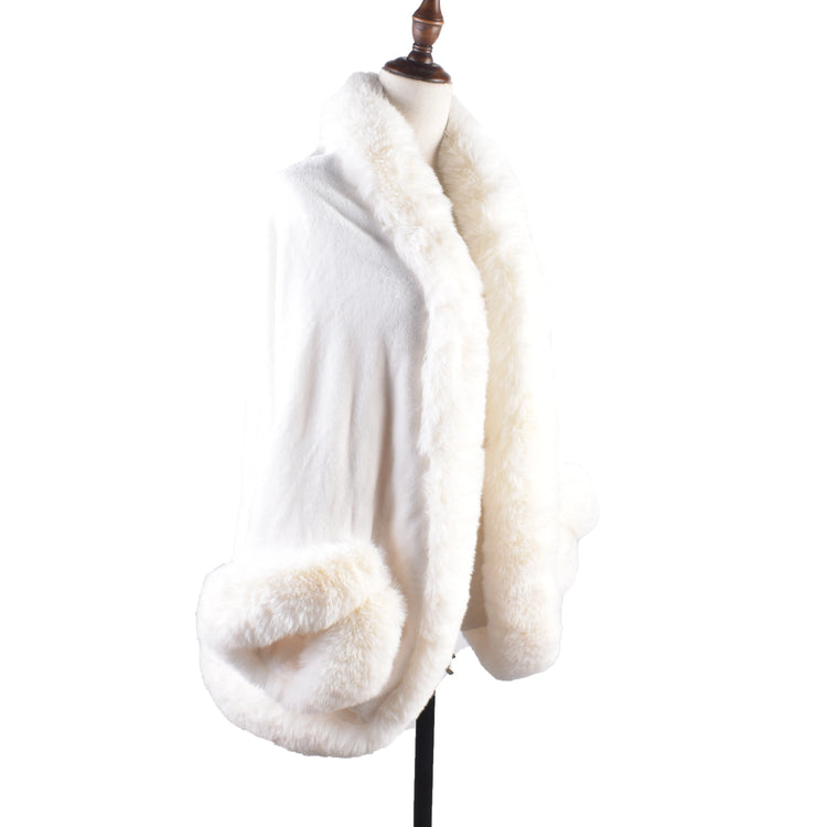 Winter New Fashion Warm Sleeve Plush Cape Cape Large Loose Bat Sleeve Plush Coat Cardigan Women
