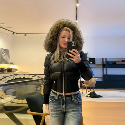 Women's Autumn Winter Title Seam Cotton Jacket Faux Fur Collar Long Sleeve Coat Slim Waist Detachable Coat 2025 New Lady Coats